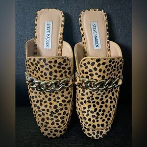Steve Madden women’s leopard print chain mules 7M